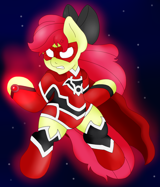 Size: 1625x1903 | Tagged: apple bloom, artist:blackbewhite2k7, aura, commission, crossover, dc comics, derpibooru import, green lantern (comic), parody, red lantern, safe, solo, superfilly, supergirl