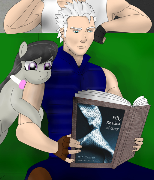 Size: 2217x2594 | Tagged: derpibooru import, devil may cry, edit, fifty shades of grey, octavia melody, safe, vergil, vergil's book