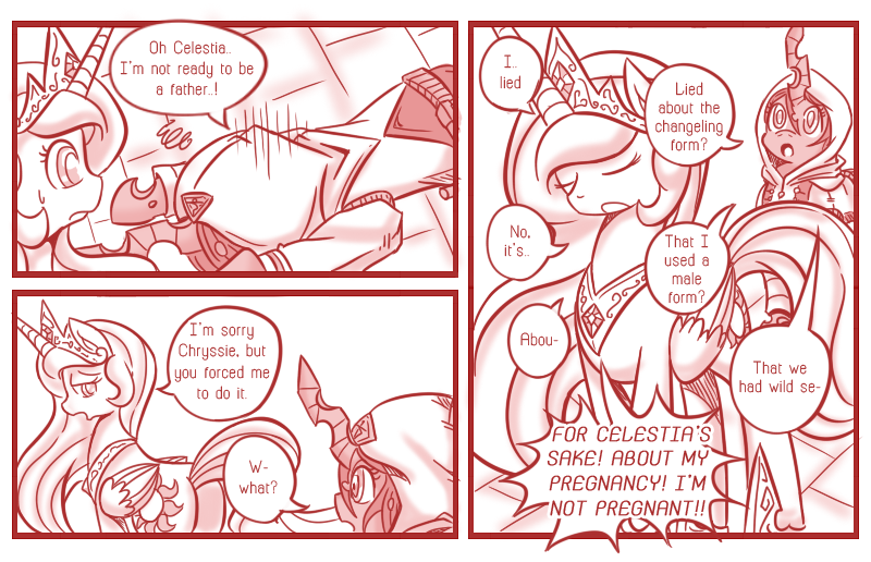 Size: 800x516 | Tagged: artist:vavacung, assassin's creed, chryslestia, clothes, comic, comic:when villain win, connor kenway, costume, derpibooru import, female, lesbian, monochrome, princess celestia, queen chrysalis, shipping, suggestive, you are not the father