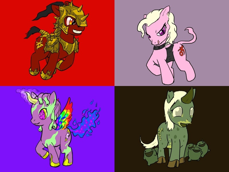 Size: 1024x768 | Tagged: artist needed, source needed, safe, derpibooru import, oc, ponified, pony, chaos, khorne, nurgle, slaanesh, tzeentch, warhammer (game), warhammer 40k