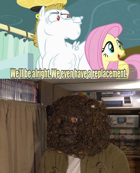 Size: 632x780 | Tagged: angry video game nerd, bulk biceps, bullshit man, cinemassacre, derpibooru import, exploitable meme, fluttershy, meme, questionable, replacement meme, you know what's bullshit