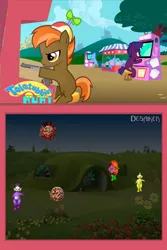 Size: 2440x3656 | Tagged: arcade, button mash, button's odd game, derpibooru import, duck hunt, exploitable meme, meme, obligatory pony, parody, safe, teletubbies, trypophobia