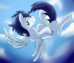 Size: 1280x1087 | Tagged: safe, artist:dripponi, derpibooru import, soarin', pegasus, pony, flying, looking at you, male, sky, solo, stallion, stupid sexy soarin'