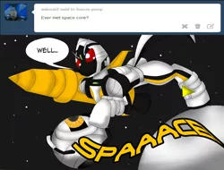 Size: 1240x941 | Tagged: artist:fourze-pony, ask, comic, crossover, derpibooru import, kamen rider, kamen rider fourze, moon, portal 2, portal (valve), question, rocket, safe, space, space core, tokusatsu, tumblr, tumblr comic