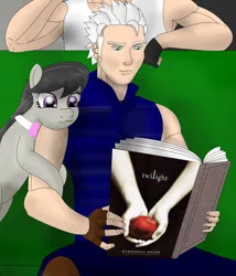 Size: 2217x2594 | Tagged: :3, book, derpibooru import, devil may cry, octavia melody, safe, twilight (series), vergil, vergil's book