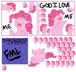 Size: 668x629 | Tagged: safe, artist:crownprincesslaya, derpibooru import, pinkie pie, earth pony, pony, too many pinkie pies, clone, female, fml, funcest, i'm so alone, mare, multeity, paint drying, pinkie clone, sad, too much pink energy is dangerous