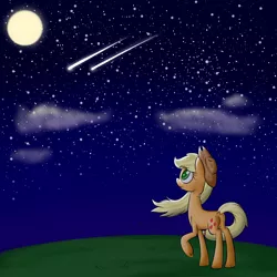 Size: 2000x2000 | Tagged: applejack, applejack's parents, artist:notenoughapples, derpibooru import, moon, night, raised hoof, safe, shooting star, solo