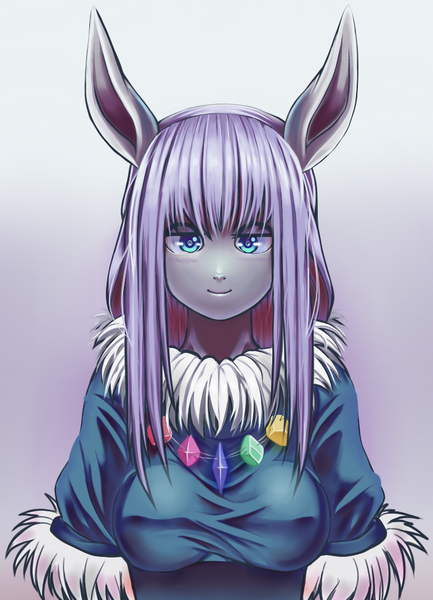 Size: 703x974 | Tagged: ambiguous facial structure, anthro, artist:m@k, derpibooru import, maud pie, pixiv, rock candy necklace, safe, smiling, solo