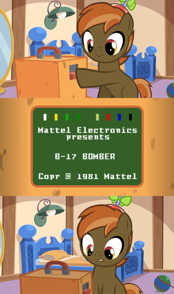 Size: 640x1080 | Tagged: b-17 bomber, button mash, button's odd game, derpibooru import, exploitable meme, intellivision, mattel, meme, obligatory pony, safe, tv meme