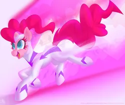 Size: 2367x2000 | Tagged: artist:falleninthedark, clothes, costume, derpibooru import, fili-second, open mouth, pinkie pie, power ponies, power ponies (episode), running, safe, smiling, solo