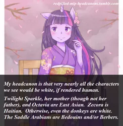 Size: 716x735 | Tagged: anthro, clothes, derpibooru import, headcanon, human facial structure, kimono (clothing), meta, redpilled-mlp-headcanons, safe, twilight sparkle