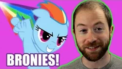 Size: 479x270 | Tagged: 1000 years in photoshop, brony, derpibooru import, here's an idea, human, irl, irl human, meta, mike rugnetta, pbs idea channel, photo, rainbow dash, safe