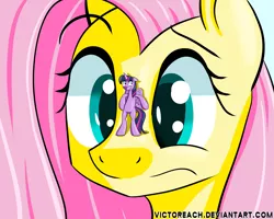 Size: 5000x4000 | Tagged: safe, artist:victoreach, derpibooru import, fluttershy, twilight sparkle, twilight sparkle (alicorn), alicorn, pony, female, giantess, lesbian, macro, mare, scared, shipping, twishy, zoom