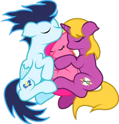 Size: 4190x4360 | Tagged: safe, artist:brightstarclick, derpibooru import, soarin', oc, oc:bright star, oc:rose, absurd resolution, canon x oc, eyes closed, lying down, shipping, side, sleeping