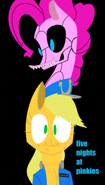 Size: 2448x4320 | Tagged: absurd resolution, applejack, artist:newsketches, derpibooru import, five nights at freddy's, pinkie pie, robot, safe, video game