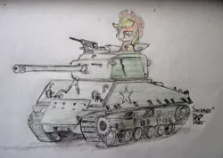 Size: 1024x729 | Tagged: applejack, artist:blueboxdave, derpibooru import, m4 sherman, m4 sherman jumbo, safe, tank (vehicle)