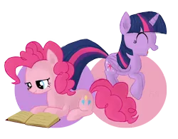 Size: 862x671 | Tagged: safe, artist:xwreathofroses, derpibooru import, pinkie pie, twilight sparkle, twilight sparkle (alicorn), alicorn, pony, female, mare, role reversal