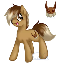 Size: 1024x1121 | Tagged: safe, artist:mondlichtkatze, derpibooru import, ponified, eevee, pony, cute, pokémon, solo