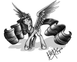 Size: 1000x800 | Tagged: safe, artist:zlotasmoczyca17, derpibooru import, twilight sparkle, twilight sparkle (alicorn), alicorn, pony, female, grayscale, mare, monochrome, solo