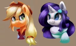 Size: 1825x1106 | Tagged: alternate hairstyle, applejack, artist:moonseeker, bust, clothes, crossover, derpibooru import, pokémon, portrait, rarity, safe, scarf