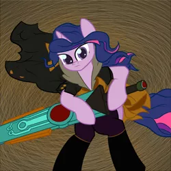 Size: 700x700 | Tagged: anothertwilightsparkle, artist:ponypie, clothes, cosplay, costume, crossover, derpibooru import, red (transistor), safe, solo, sword, transistor, tumblr, twilight sparkle, weapon