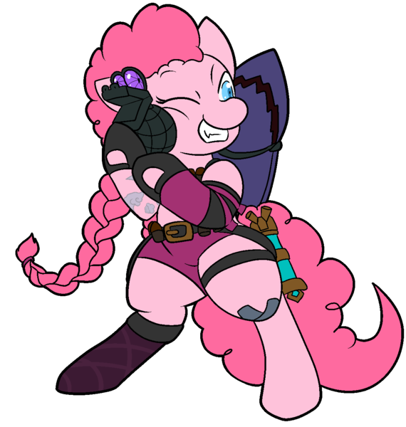 Size: 1188x1250 | Tagged: artist:shenhibiki, clothes, cosplay, costume, derpibooru import, jinx (league of legends), league of legends, pinkie pie, safe, simple background, solo, transparent background