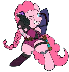 Size: 1188x1250 | Tagged: artist:shenhibiki, clothes, cosplay, costume, derpibooru import, jinx (league of legends), league of legends, pinkie pie, safe, simple background, solo, transparent background