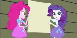 Size: 1366x686 | Tagged: safe, derpibooru import, edit, screencap, pinkie pie, rarity, equestria girls, rainbow rocks, paper, poster, rainboom's advertisement, template