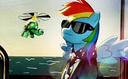 Size: 1280x800 | Tagged: artist:lightbulb, boat, bokeh, clothes, derpibooru import, i'm on a boat (the lonely island feat. t-pain), ocean, parody, rainbow dash, safe, scarf, sunglasses, tank, the lonely island