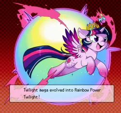 Size: 1280x1196 | Tagged: safe, artist:lustrous-dreams, derpibooru import, twilight sparkle, twilight sparkle (alicorn), alicorn, pony, female, mare, mega evolution, parody, pokémon, rainbow power, solo