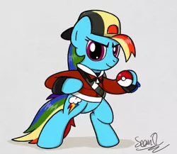 Size: 1150x1000 | Tagged: artist:sheandog, backwards cutie mark, derpibooru import, ethan, gold, pokéball, pokémon, rainbow dash, safe, solo