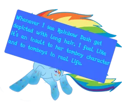 Size: 938x852 | Tagged: confession, derpibooru import, drama bait, pony confession, rainbow dash, rainbow power, safe, sexism, shitposting, solo, who cares