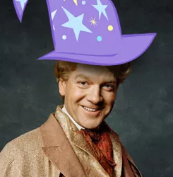 Size: 282x288 | Tagged: artist:lunabubble-ede96, barely pony related, clothes, derpibooru import, gilderoy lockhart, harry potter, hat, kenneth branagh, safe, trixie, trixie's hat