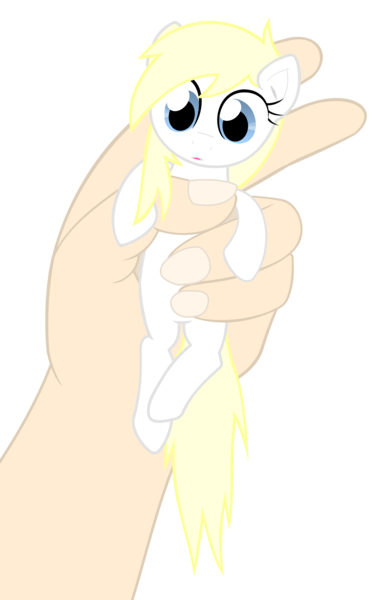 Size: 1877x3000 | Tagged: safe, artist:accu, derpibooru import, oc, oc:aryanne, unofficial characters only, pony, aryanbetes, blonde, cute, danger zone, female, hand, in goliath's palm, looking down, nazi, pet, pet play, scared, simple background, small, surprised, tiny, tiny ponies, transparent background, vector, worried