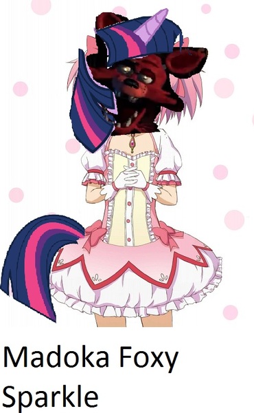 Size: 498x808 | Tagged: 1000 hours in ms paint, crossover, derpibooru import, five nights at freddy's, foxy, fusion, madoka foxy sparkle, madoka kaname, magical girl, ms paint, nightmare fuel, puella magi madoka magica, safe, twilight sparkle, wat, what has science done, why