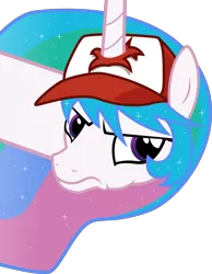 Size: 3871x5000 | Tagged: safe, artist:2snacks, artist:apony4u, derpibooru import, princess celestia, pony, two best sisters play, female, frown, hat, mare, pokémon, simple background, solo, transparent background, vector