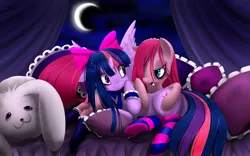 Size: 4200x2625 | Tagged: safe, artist:malifikyse, derpibooru import, pinkie pie, twilight sparkle, twilight sparkle (alicorn), alicorn, pony, female, gothic, mare, pinkamena diane pie