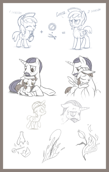 Size: 1000x1566 | Tagged: semi-grimdark, artist:stasysolitude, derpibooru import, ponified, pony, clementine (walking dead), lee everett, monochrome, sketch, the walking dead, the walking dead game