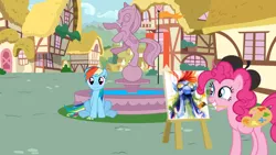 Size: 1024x576 | Tagged: derpibooru import, edit, meme, painting, pinkie pie, pinkie's painting, rainbow dash, safe