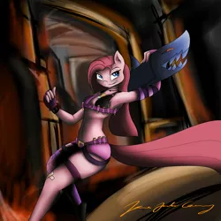 Size: 3000x3000 | Tagged: anthro, artist:jamesjackobgermany, breasts, derpibooru import, jinx (league of legends), league of legends, pinkamena diane pie, pinkie pie, solo, suggestive