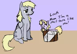Size: 672x474 | Tagged: artist needed, source needed, safe, derpibooru import, derpy hooves, dinky hooves, pegasus, pony, cute, dinkabetes, equestria's best daughter, female, mailmare, mare