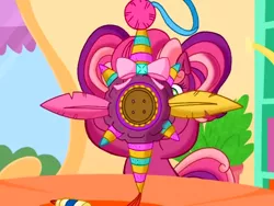 Size: 640x480 | Tagged: safe, derpibooru import, screencap, cheerilee (g3), earth pony, pony, twinkle wish adventure, female, g3, g3.5, mare, ornament, pigtails, solo