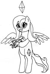 Size: 1290x1890 | Tagged: safe, artist:maximirusupauaa, derpibooru import, oc, unofficial characters only, pegasus, pony, bipedal, minerva, open mouth, plumbob, portal (valve), portal gun, smiling, solo, spread wings, the sims, wings