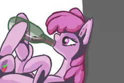 Size: 500x333 | Tagged: alcohol, artist:cutehooves, berry punch, berryshine, bottle, derpibooru import, drinking, drunk, go home you're drunk, imminent vore, micro, safe, sea pony, solo, wine