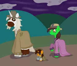 Size: 3500x3000 | Tagged: artist:bigmackintosh, blacksmith, clara clayton, clothes, costume, derpibooru import, doc brown, hardpea, marty mcfly, nightmare night, oc, oc:aíne, oc:chic pea, oc:hardy mackintosh, safe, unofficial characters only