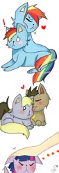 Size: 1024x3000 | Tagged: safe, artist:megaimpact, derpibooru import, derpy hooves, doctor whooves, rainbow dash, time turner, twilight sparkle, cat, :3, :<, blushing, catified, dashblitz, doctorderpy, exclamation point, eyes closed, female, floppy ears, heart, licking, male, petting, prone, rainbow blitz, rainbow cat, rule 63, self ponidox, selfcest, shipping, smiling, species swap, straight, surprised, tongue out, twilight cat