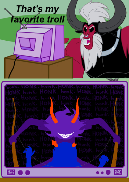 Size: 564x800 | Tagged: derpibooru import, exploitable meme, gamzee makara, homestuck, lord tirek, meme, obligatory pony, safe, tirek's favorite, tv meme