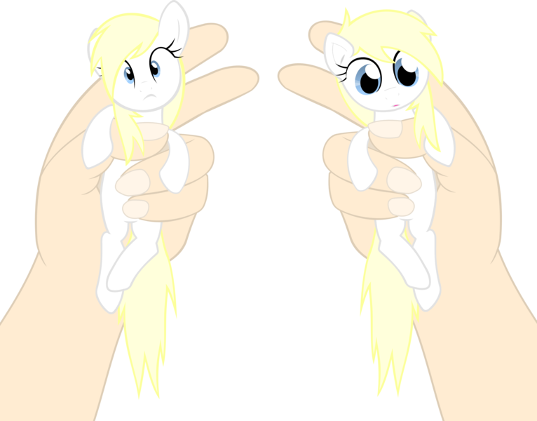 Size: 3568x2796 | Tagged: safe, artist:accu, derpibooru import, oc, oc:aryanne, unofficial characters only, human, pony, alternate faces, aryanbetes, blonde, cute, danger zone, female, frown, hand, in goliath's palm, looking down, nazi, :o, open mouth, pet, pet play, scared, simple background, small, surprised, tiny, tiny ponies, transparent background, vector, wide eyes, worried