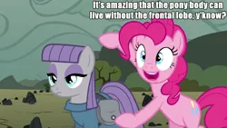 Size: 960x540 | Tagged: brain damage, derpibooru import, edit, edited screencap, five nights at freddy's, lobotomy, maud pie, maud pie (episode), pinkie pie, screencap, semi-grimdark