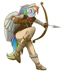 Size: 1206x1391 | Tagged: anthro, archer dash, arrow, artist:thepiplup, bow and arrow, bow (weapon), derpibooru import, rainbow dash, safe, weapon